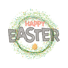 Happy Easter. Hand Drawing Vector Lettering design. Can be used for posters, postcards, prints on clothes.