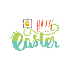 Naklejka premium Happy Easter. Hand Drawing Vector Lettering design. Can be used for posters, postcards, prints on clothes.