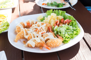 Fried Shrimp in restaurant
