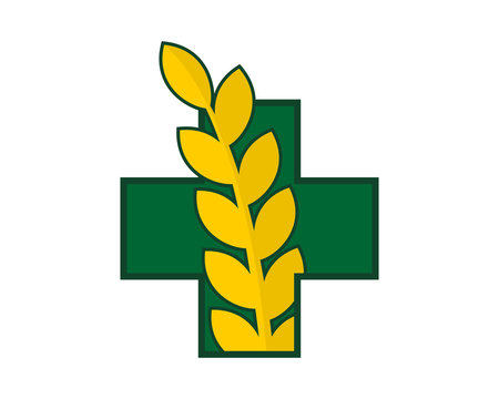 green medical paddy wheat symbol circle image vector