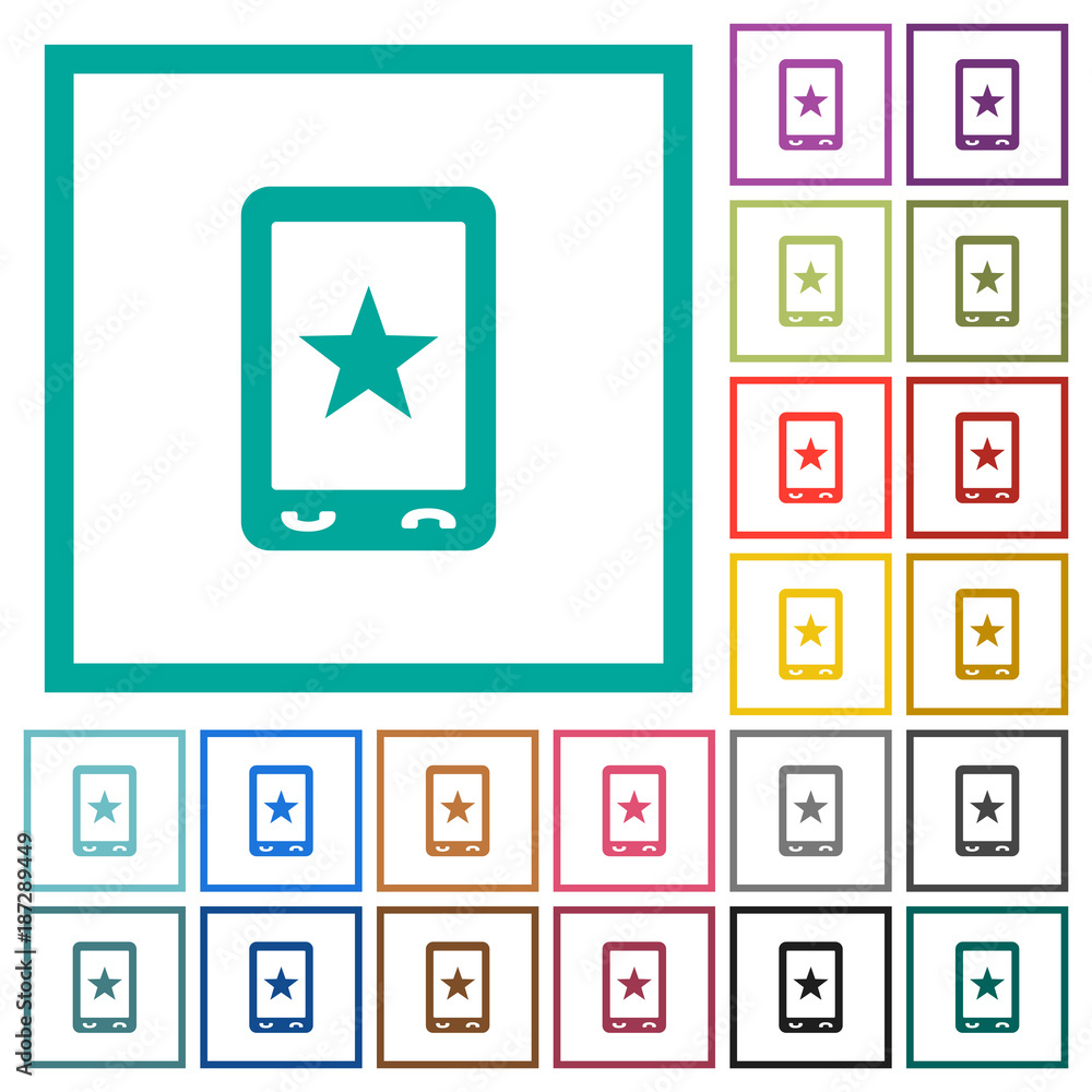 Poster mobile mark flat color icons with quadrant frames