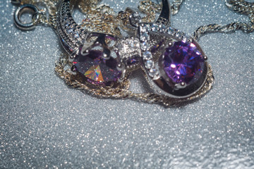 Silver Pendant with Purple Zircon