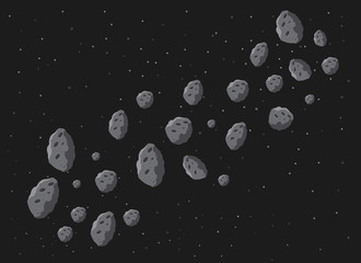 Asteroid rain . Space danger. Space illustration © tomass2015