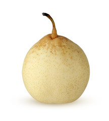 One Chinese pear on white background.