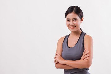 confident happy smiling fitness woman isolated