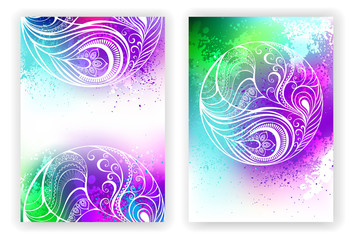 watercolor design with abstract feather