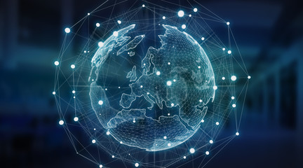 Connections system global world view 3D rendering © sdecoret