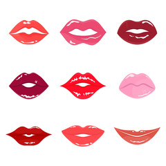 set of color woman lips