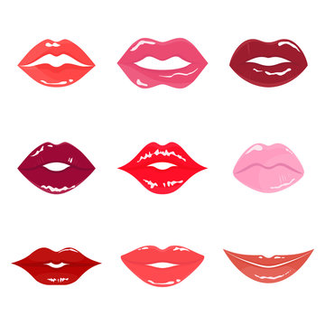 set of color woman lips