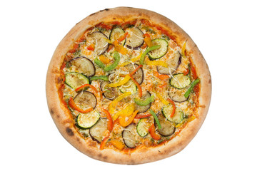 Italian pizza with a bead in the assortment on a white background