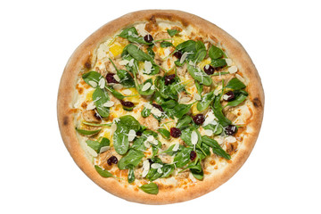 Italian pizza with a bead in the assortment on a white background