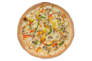 Italian pizza with a bead in the assortment on a white background
