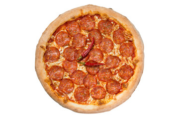 Italian pizza with a bead in the assortment on a white background