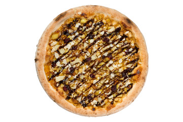 Italian pizza with a bead in the assortment on a white background