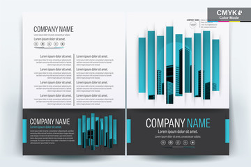 Brochure Cover Layout with Teal Geometric , A4 Size Vector Template