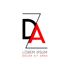 DA logo letter separated by a black zigzag line