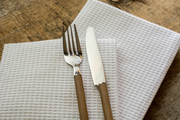 fork and knife with wooden handle