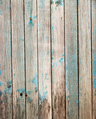 old wooden boards painted with blue paint