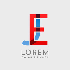 EJ logo letters with "blue and red" gradation