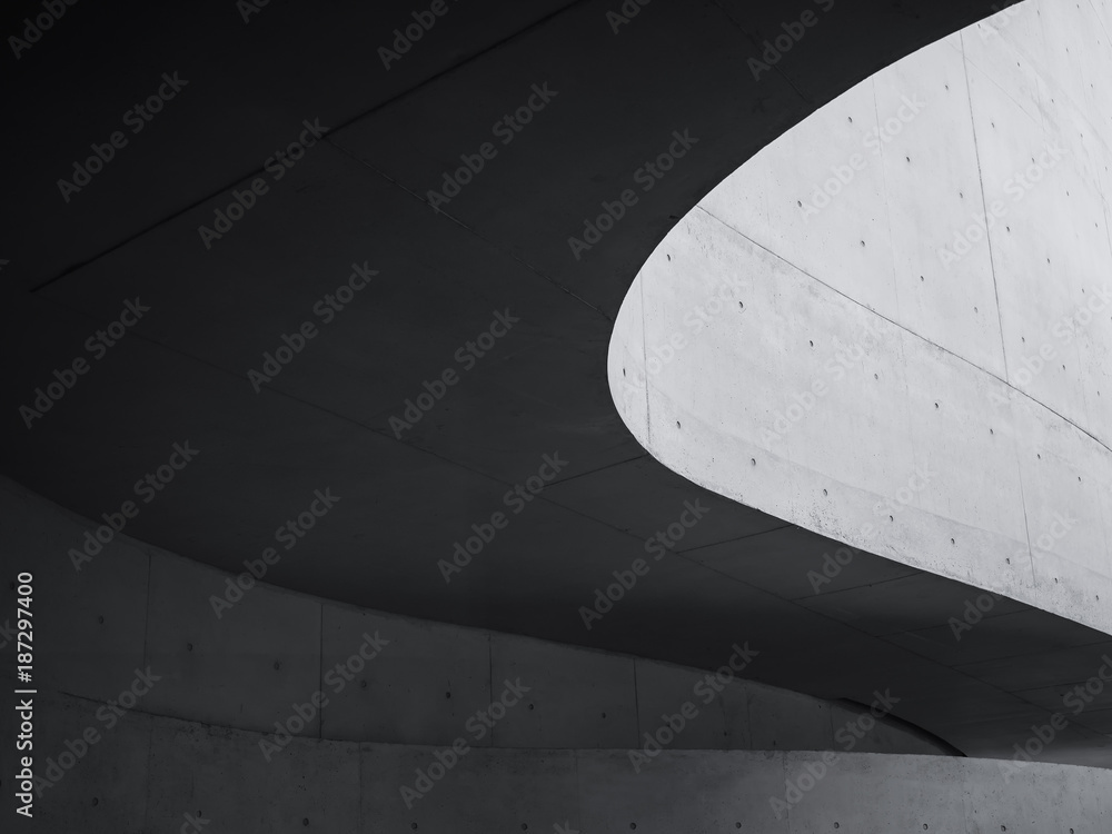 Poster architecture details cement wall modern building futuristic curve space abstract background