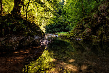 Beautiful river scenery in the mountains of Romania