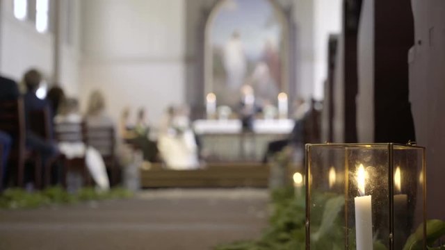 Decoration at a wedding in church, Norway, lights