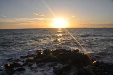 sunset in Bogliasco, Genoa province, Liguria, Italy