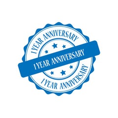 1 year anniversary blue stamp illustration