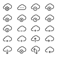 Computer cloud related line icons. Vector icon set