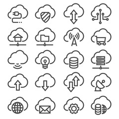 Vector Set of Computer Cloud Related Line Icons