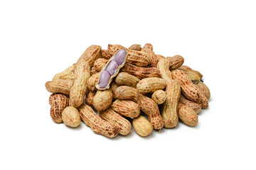 Raw peanuts isolated on white background