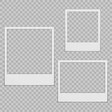 Set of blank photo frames with shadow.