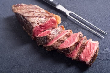 Schapenvacht deken met foto Steakhouse Gegrilde New Yorkse steak
