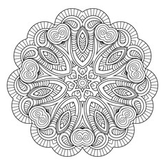 Flower vector mandala. Oriental circle pattern, coloring illustration
