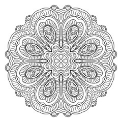 Flower vector mandala. Oriental circle pattern, coloring illustration