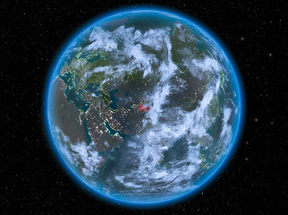 Tajikistan at night on Earth