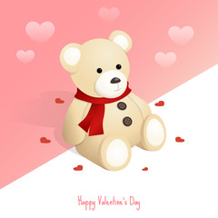 happy valentine's day,isometric teddy bear gift vector