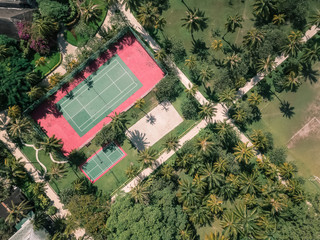 drone view of a tennis court