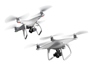 Fototapeta na wymiar Rendering zweier freigestellte Drohnen