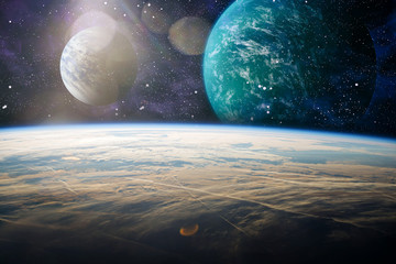 planets, stars and galaxies in outer space showing the beauty of space exploration. Elements...