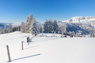 Austrian countryside. Beautiful winter scene