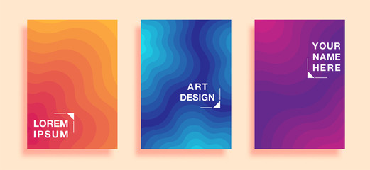 Fototapeta premium Posters with abstract geometric pattern covers design, resembling ripples on water. vector business banner template. Eps10