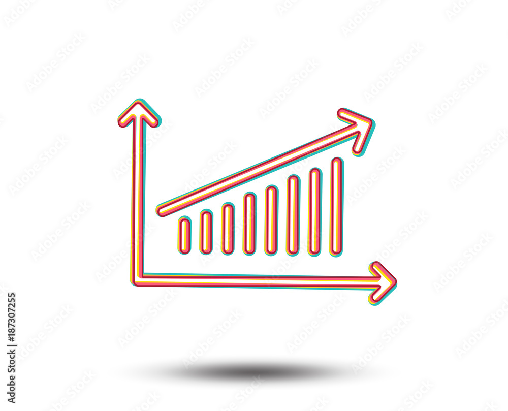 Poster chart line icon. report graph or sales growth sign. analysis and statistics data symbol. colourful g