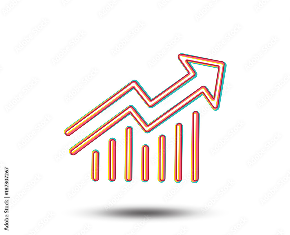 Poster chart line icon. report graph or sales growth sign. analysis and statistics data symbol. colourful g