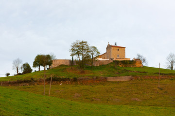Fototapeta premium Church of the Virgen del Fresno (Santuario de la Virgen del Fresno) in El Fresno, Asturias, Spain