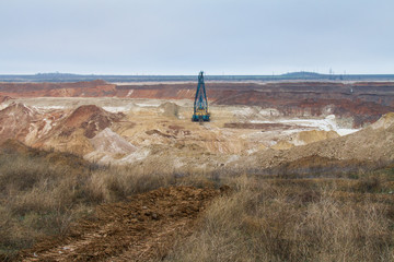 Excavator dragline in kaolin careers