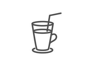 Coffee or Cocktail line icon. Fresh drink sign. Beverage symbol. Quality design element. Editable stroke. Vector
