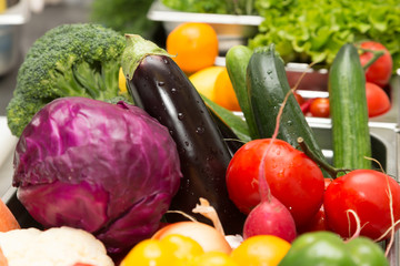 Set of fresh vegetables and herbs. Selective focus. Shallow depth of field