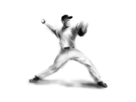 Hand drawing baseball player. Digital illustration