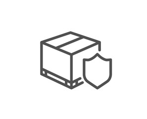 Delivery insurance line icon. Parcels tracking sign. Shipping box symbol. Quality design element. Editable stroke. Vector